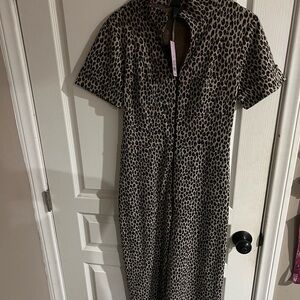 Leopard Print Short Sleeve Dress